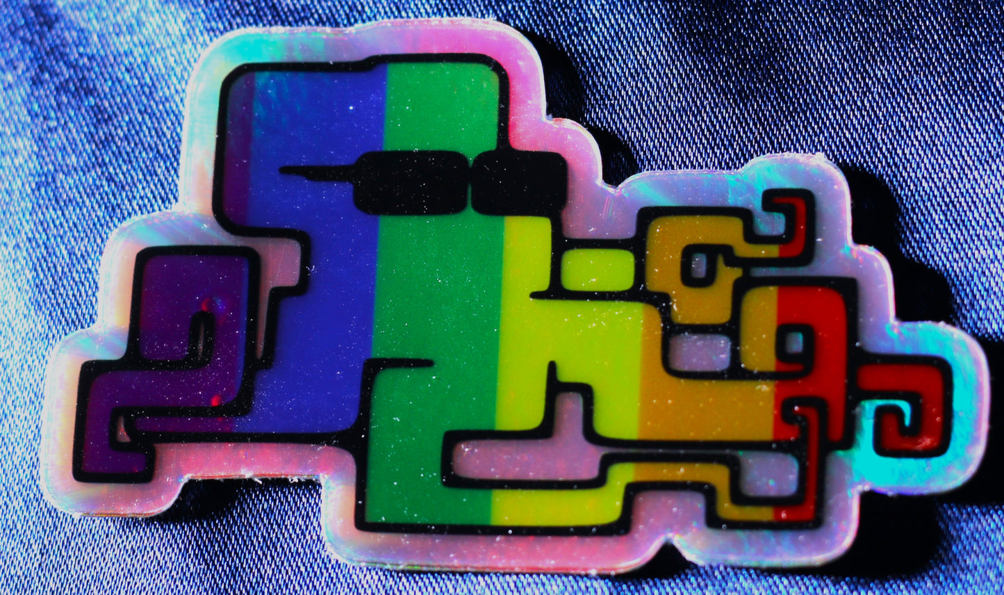 Iggy The Octopunk Pride Holographic Die Cut Sticker